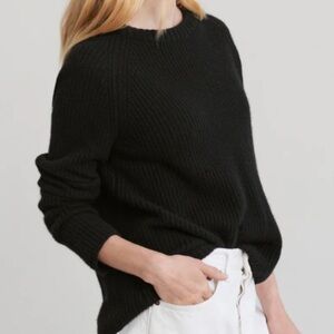 CASHMERE MADEWELL Knit Luxury Sweater Black Size XS Ribbed Cozy Crew Neck EUC